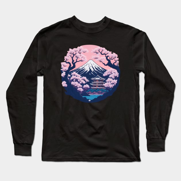 Peaceful Mt. Fuji Long Sleeve T-Shirt by Lady Lilac